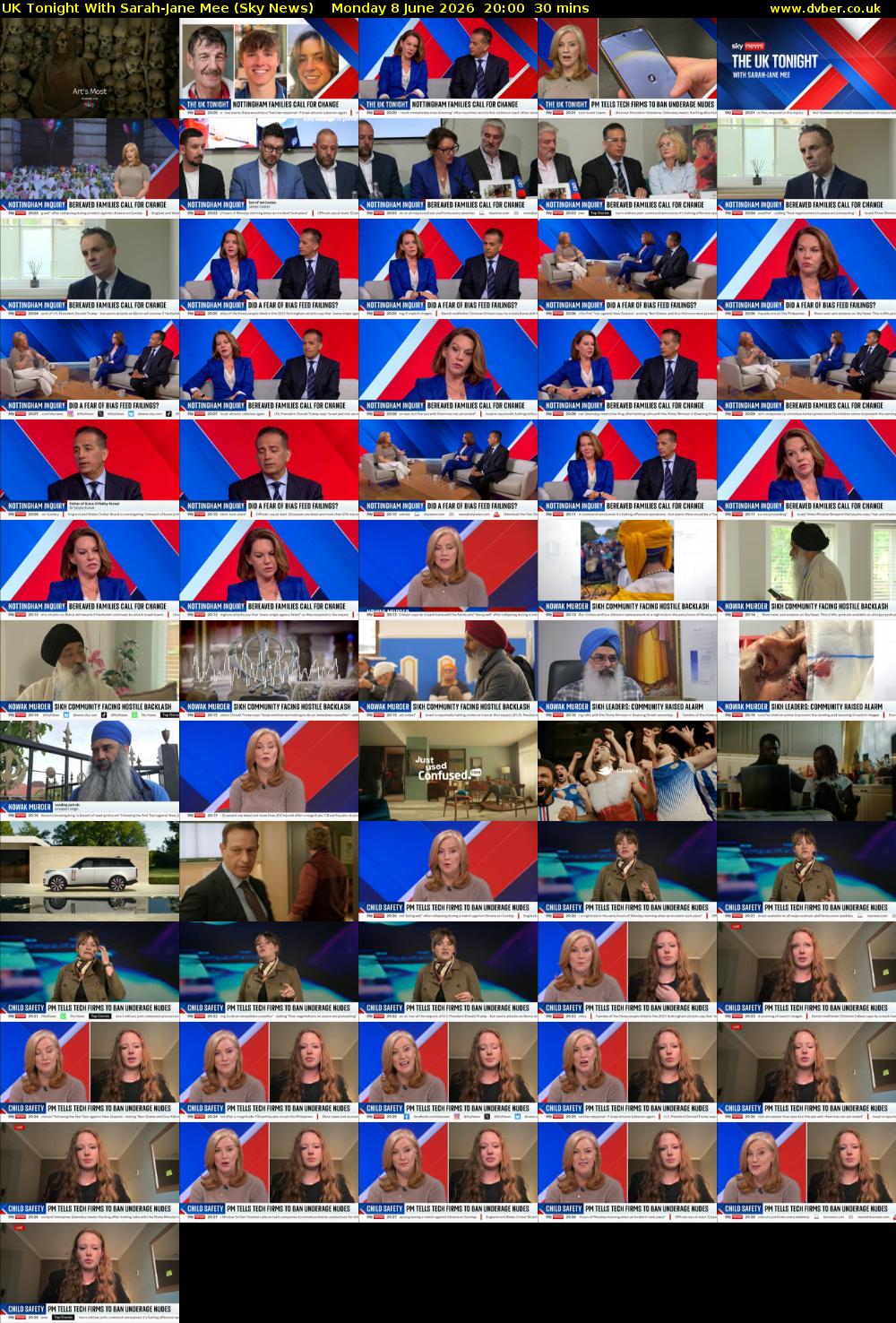 UK Tonight With Sarah-Jane Mee (Sky News) Monday 8 June 2026 20:00 - 20:30