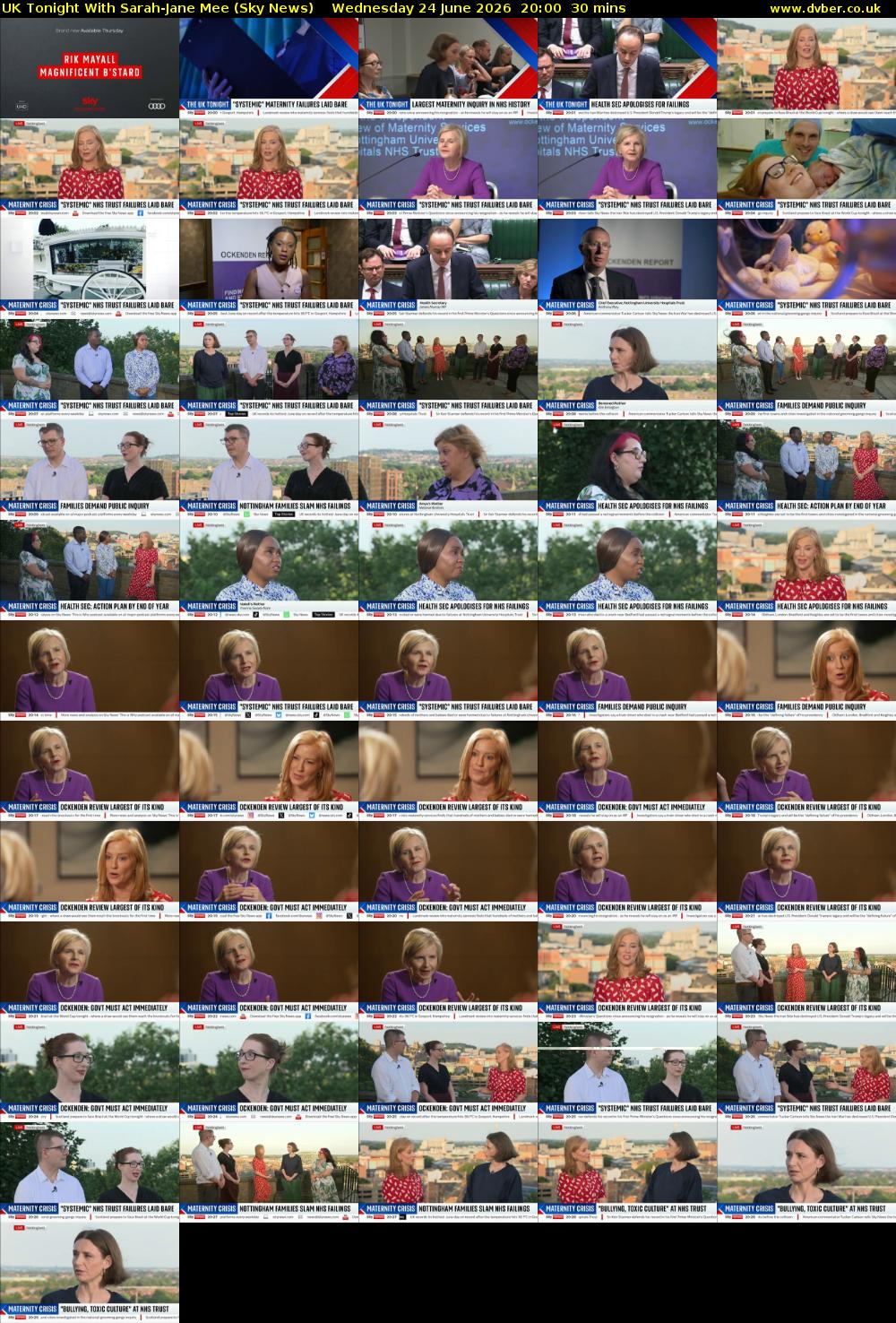 UK Tonight With Sarah-Jane Mee (Sky News) Wednesday 24 June 2026 20:00 - 20:30