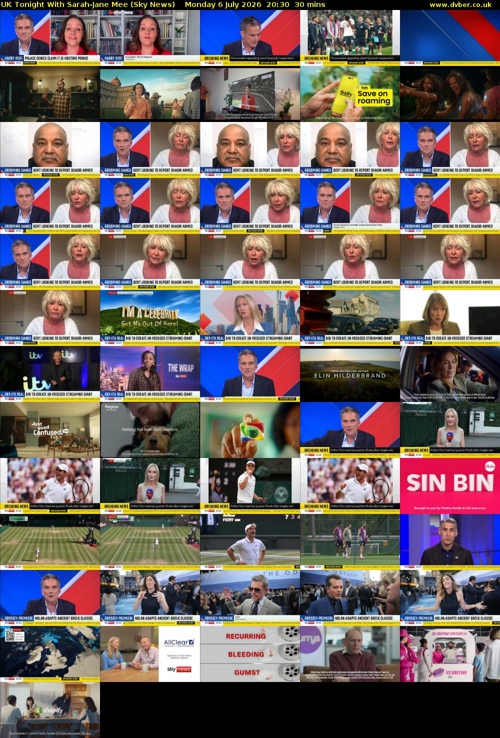UK Tonight With Sarah-Jane Mee (Sky News) Monday 6 July 2026 20:30 - 21:00