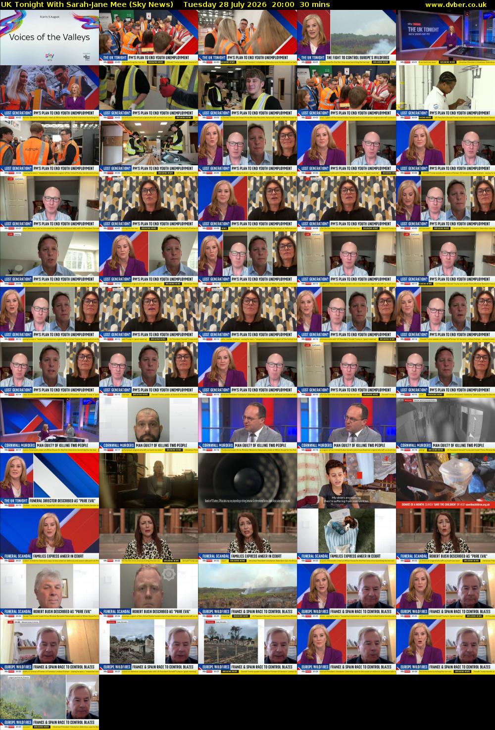 UK Tonight With Sarah-Jane Mee (Sky News) Tuesday 28 July 2026 20:00 - 20:30
