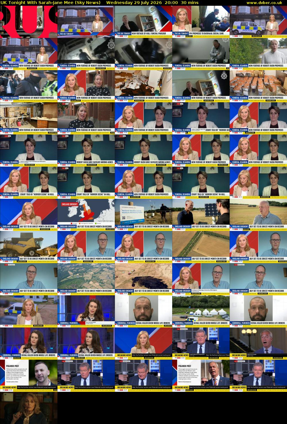 UK Tonight With Sarah-Jane Mee (Sky News) Wednesday 29 July 2026 20:00 - 20:30