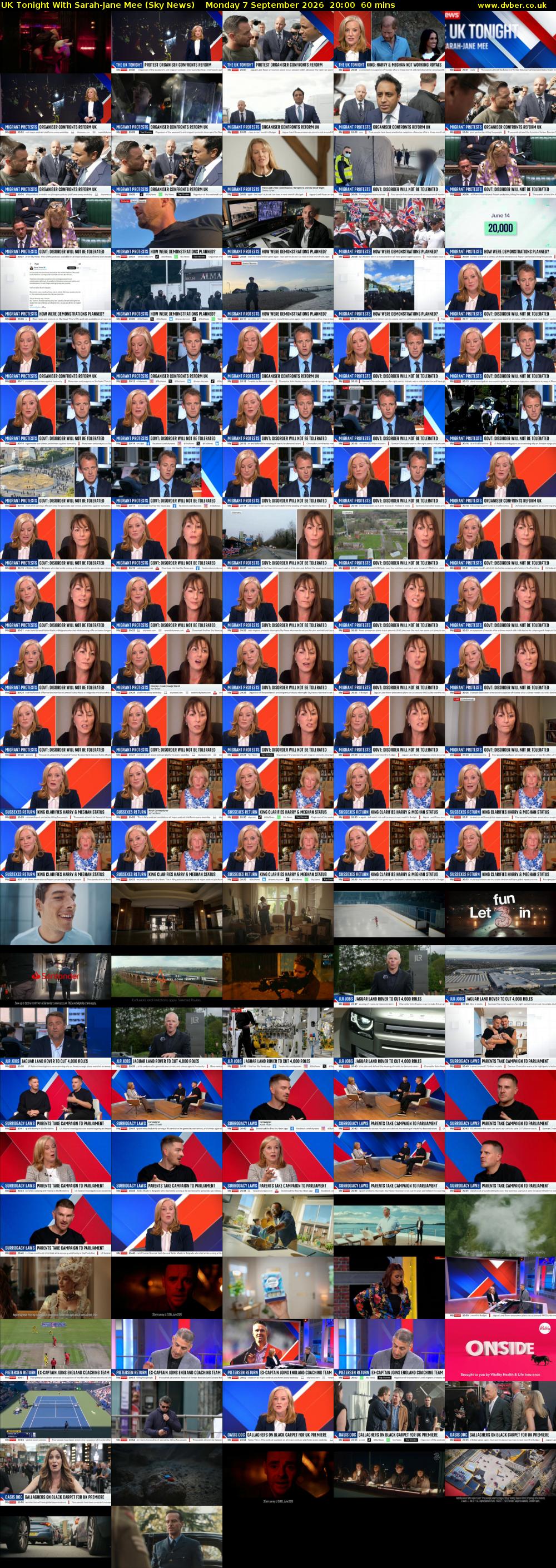 UK Tonight With Sarah-Jane Mee (Sky News) Monday 7 September 2026 20:00 - 21:00