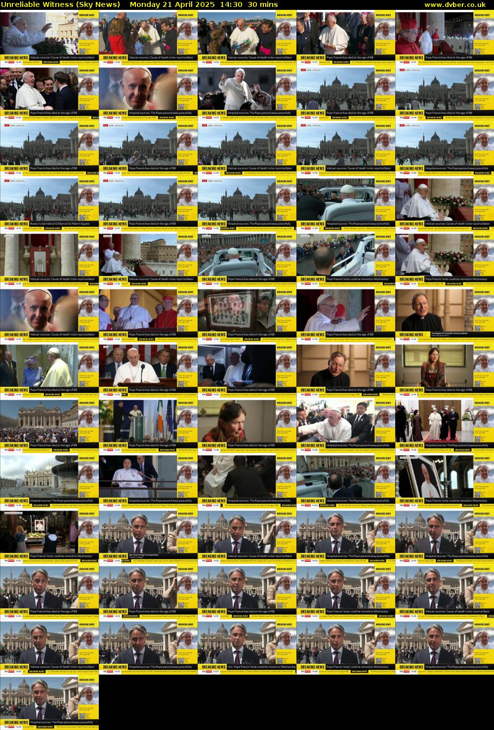 Unreliable Witness (Sky News) Monday 21 April 2025 14:30 - 15:00