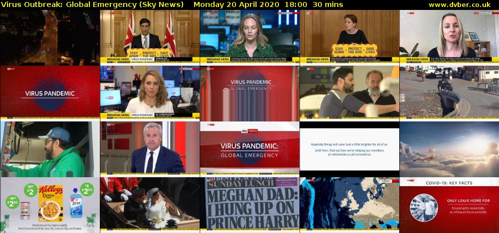 Virus Outbreak: Global Emergency (Sky News) Monday 20 April 2020 18:00 - 18:30