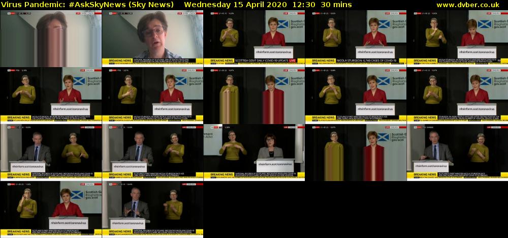Virus Pandemic: #AskSkyNews (Sky News) Wednesday 15 April 2020 12:30 - 13:00