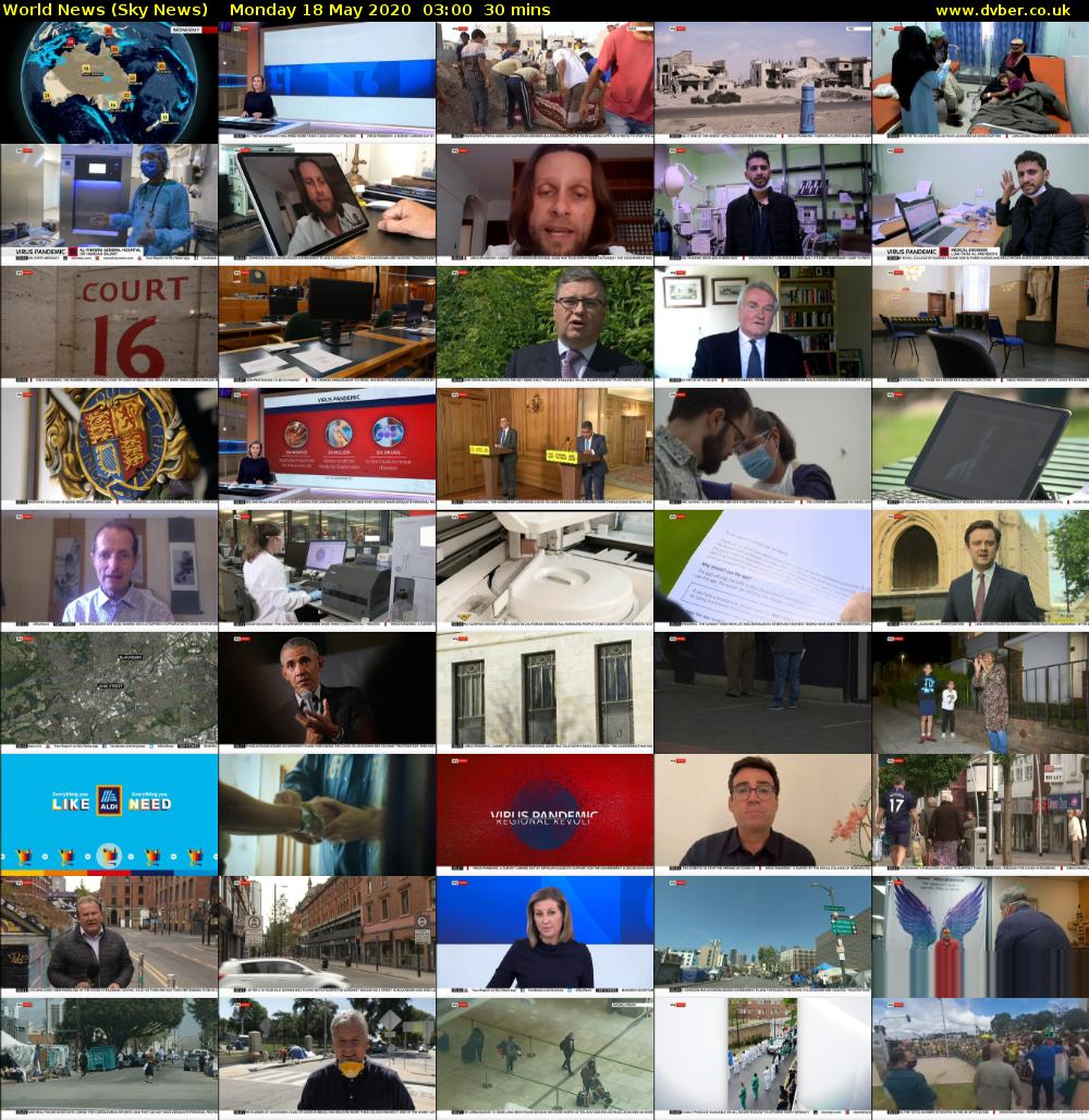 World News (Sky News) Monday 18 May 2020 03:00 - 03:30