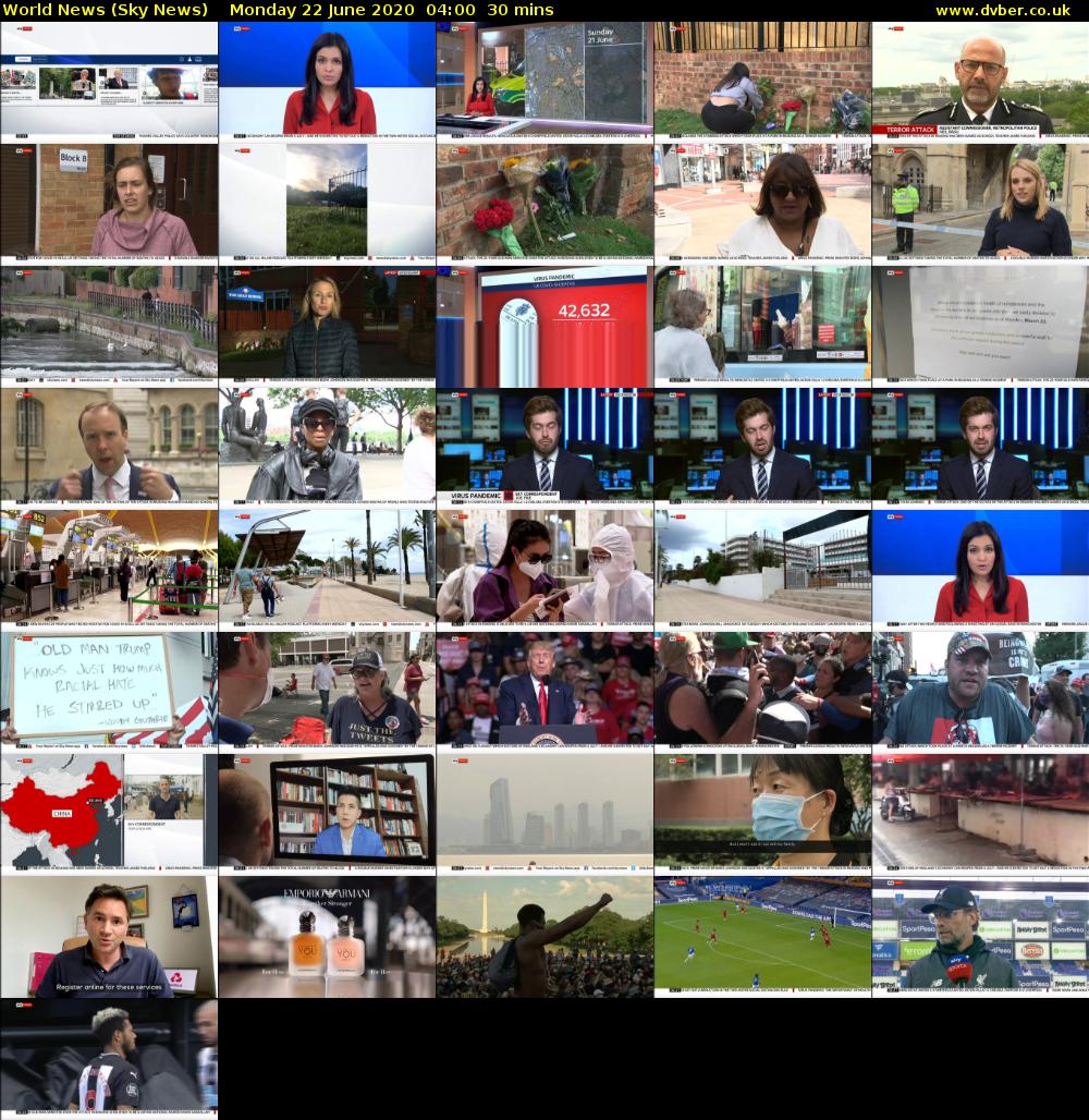 World News (Sky News) Monday 22 June 2020 04:00 - 04:30