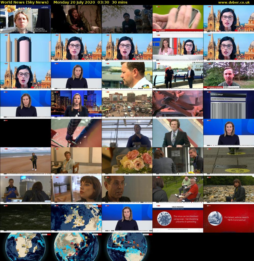 World News (Sky News) Monday 20 July 2020 03:30 - 04:00
