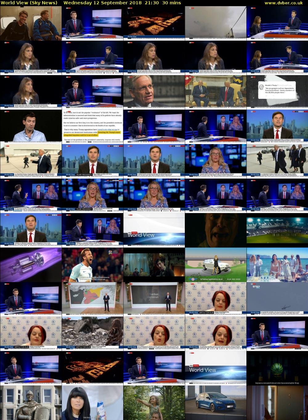 World View (Sky News) Wednesday 12 September 2018 21:30 - 22:00