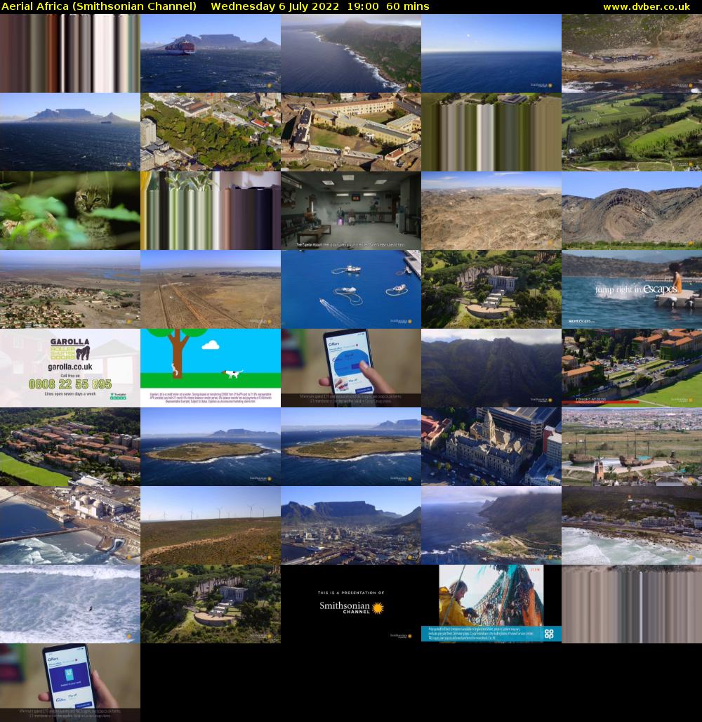 Aerial Africa (Smithsonian Channel) Wednesday 6 July 2022 19:00 - 20:00