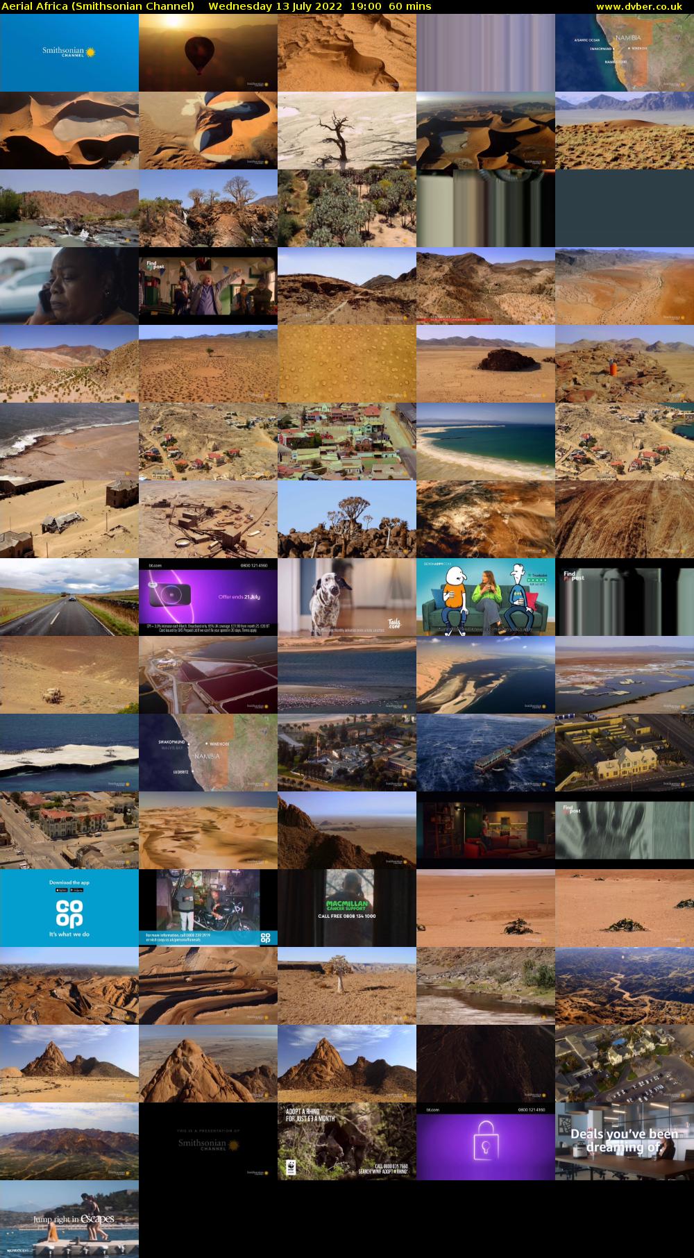 Aerial Africa (Smithsonian Channel) Wednesday 13 July 2022 19:00 - 20:00