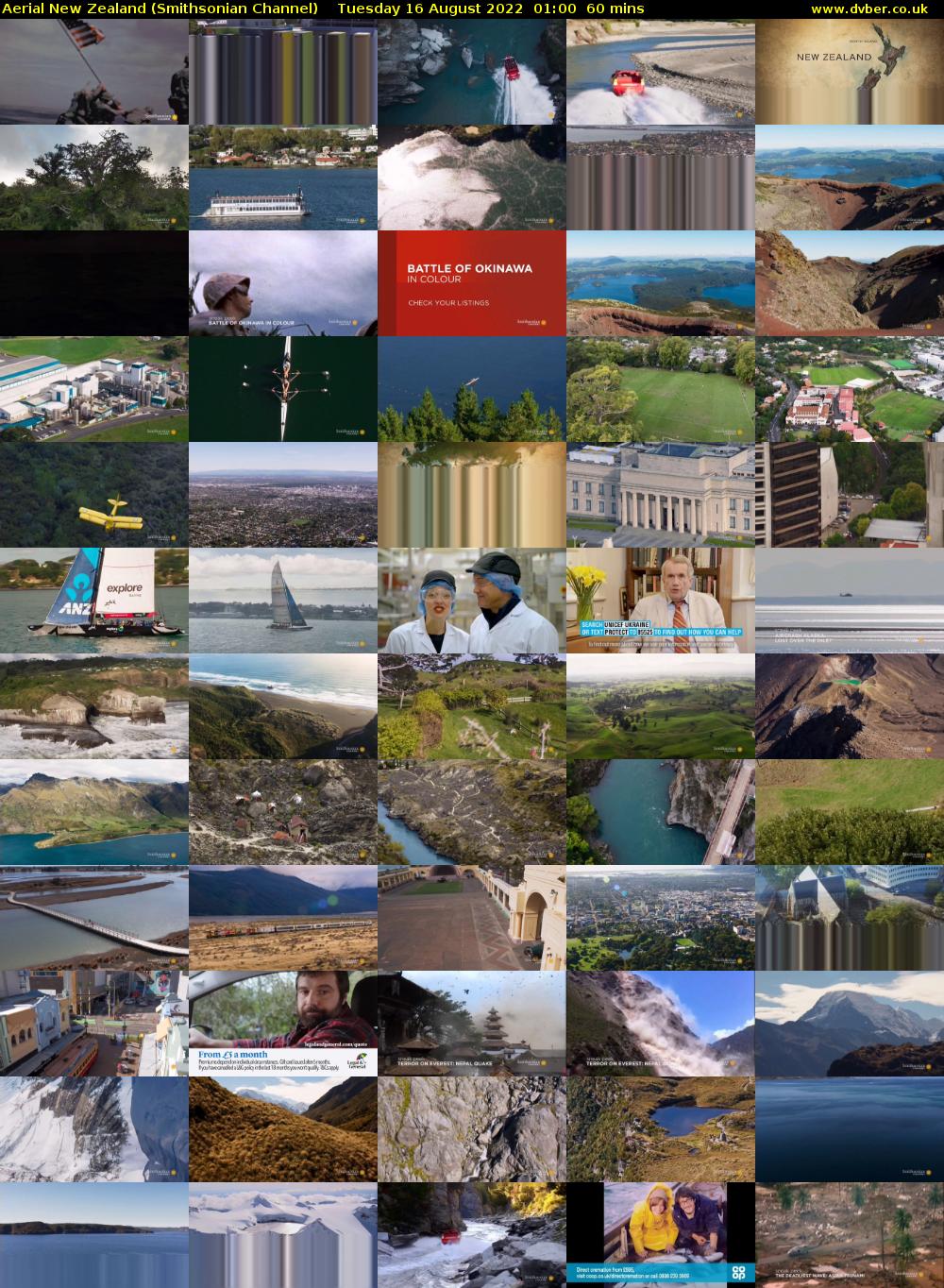 Aerial New Zealand (Smithsonian Channel) Tuesday 16 August 2022 01:00 - 02:00