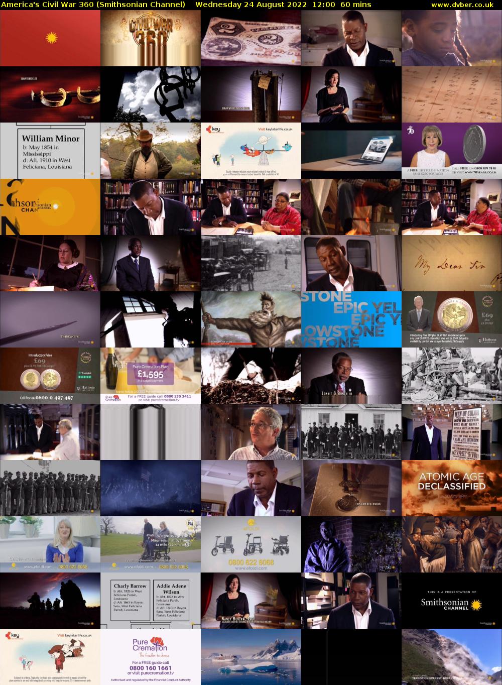 America's Civil War 360 (Smithsonian Channel) Wednesday 24 August 2022 12:00 - 13:00