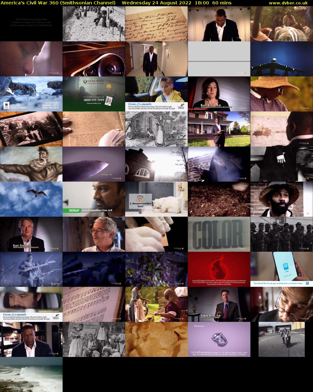 America's Civil War 360 (Smithsonian Channel) Wednesday 24 August 2022 18:00 - 19:00