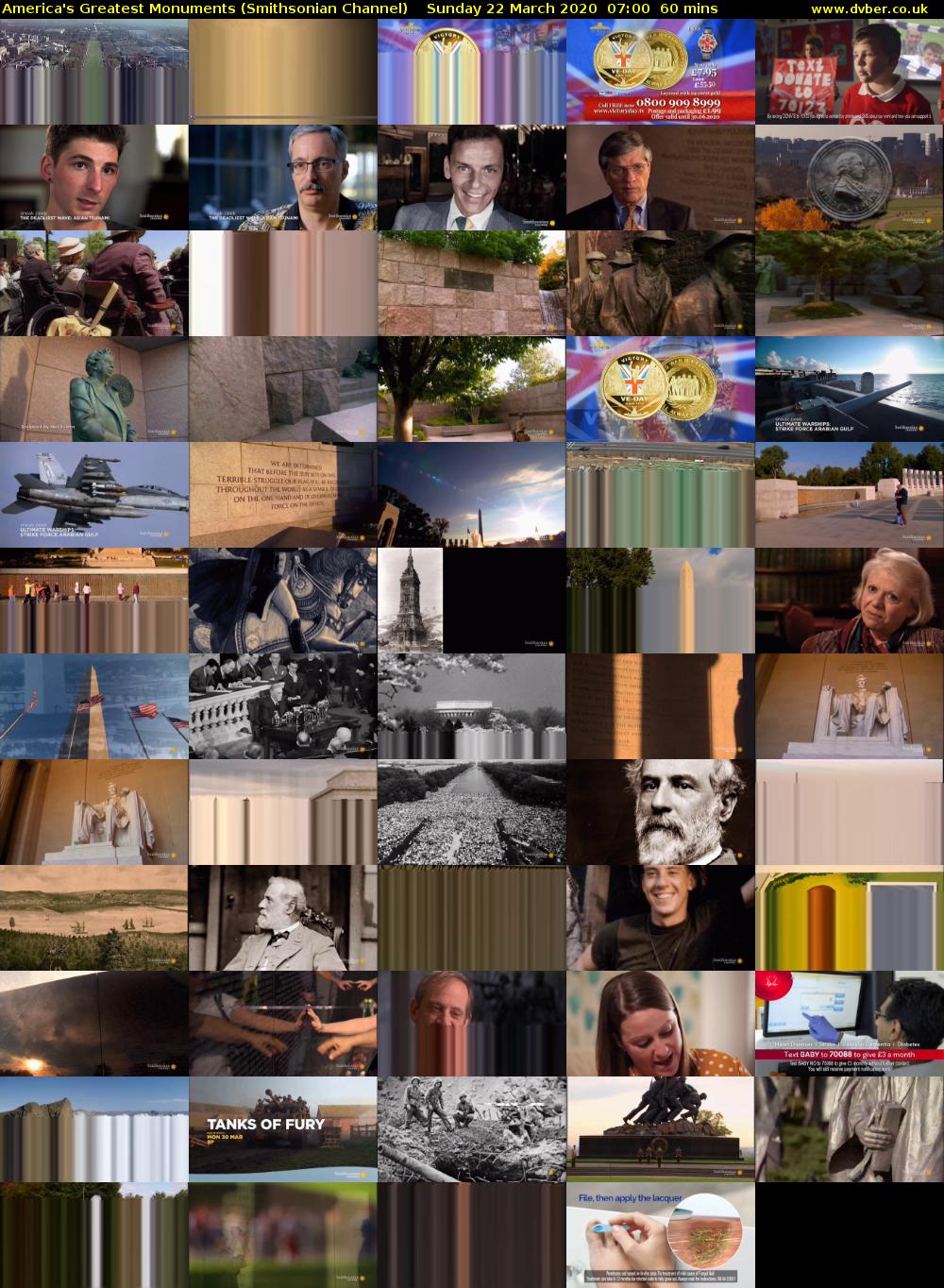 America's Greatest Monuments (Smithsonian Channel) Sunday 22 March 2020 07:00 - 08:00