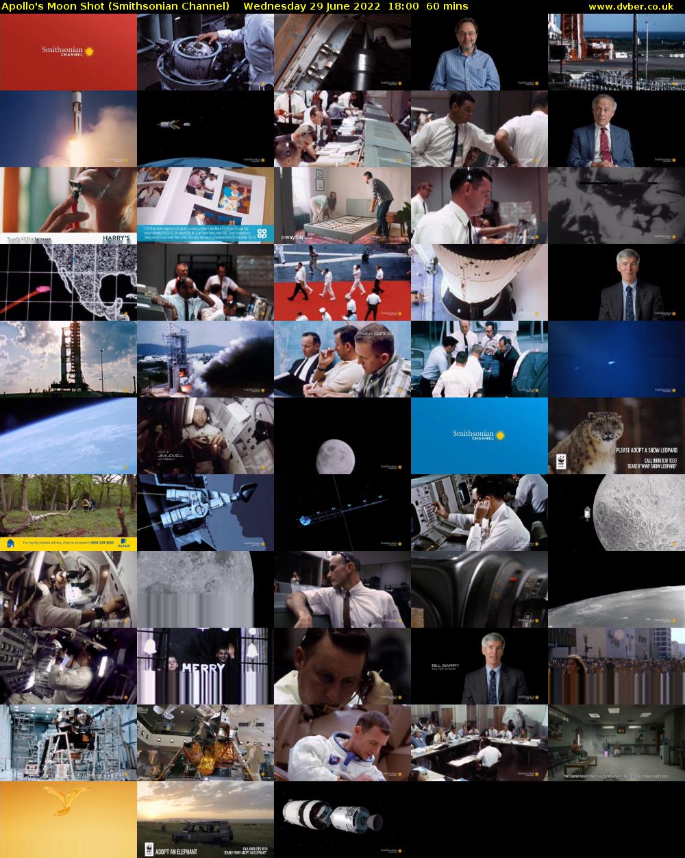Apollo's Moon Shot (Smithsonian Channel) Wednesday 29 June 2022 18:00 - 19:00