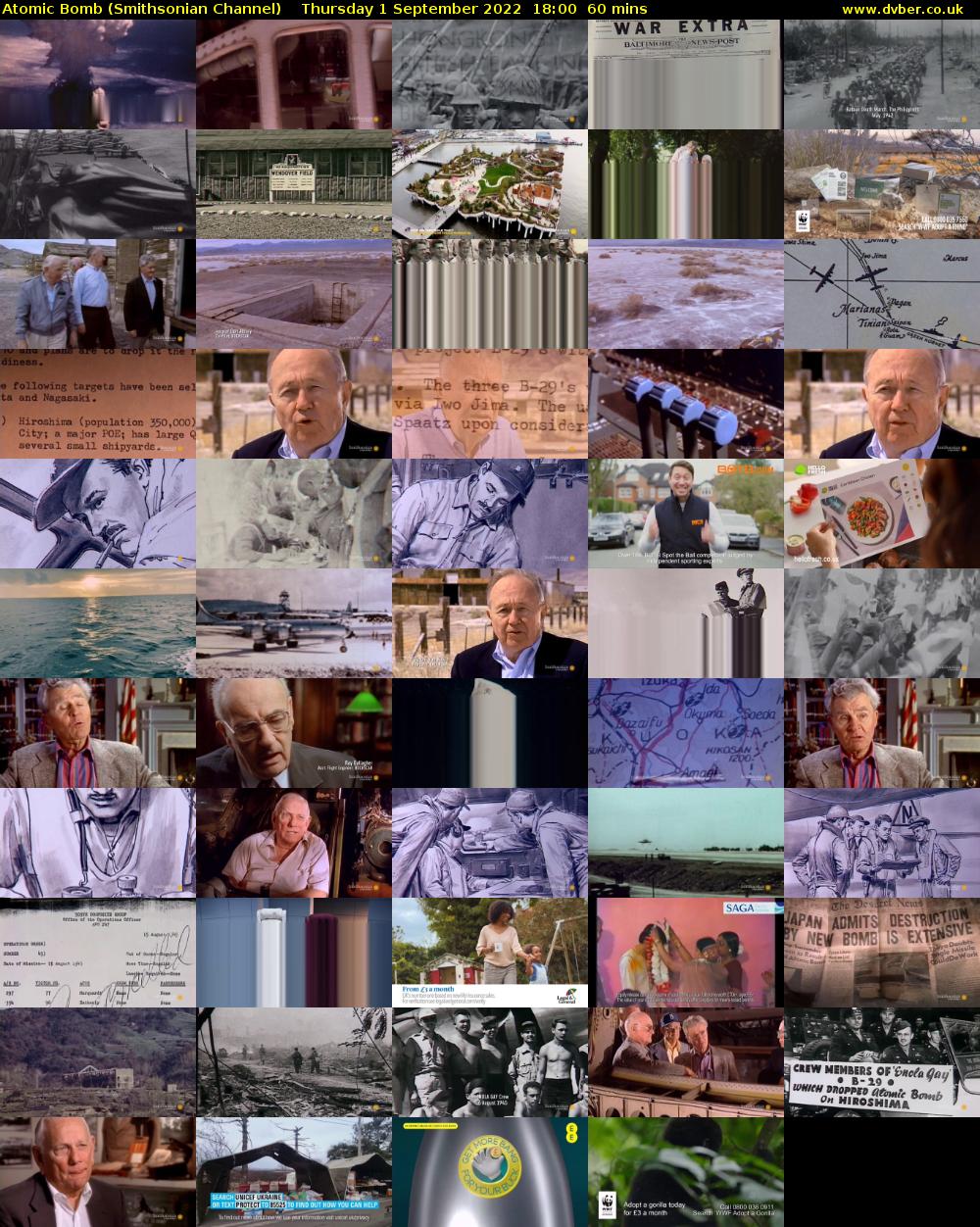 Atomic Bomb (Smithsonian Channel) Thursday 1 September 2022 18:00 - 19:00