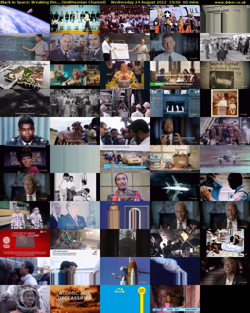 Black in Space: Breaking the... (Smithsonian Channel) Wednesday 24 August 2022 19:00 - 20:00