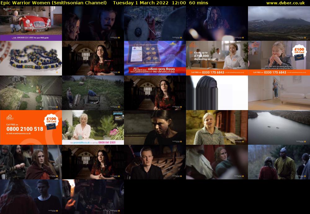 Epic Warrior Women (Smithsonian Channel) Tuesday 1 March 2022 12:00 - 13:00