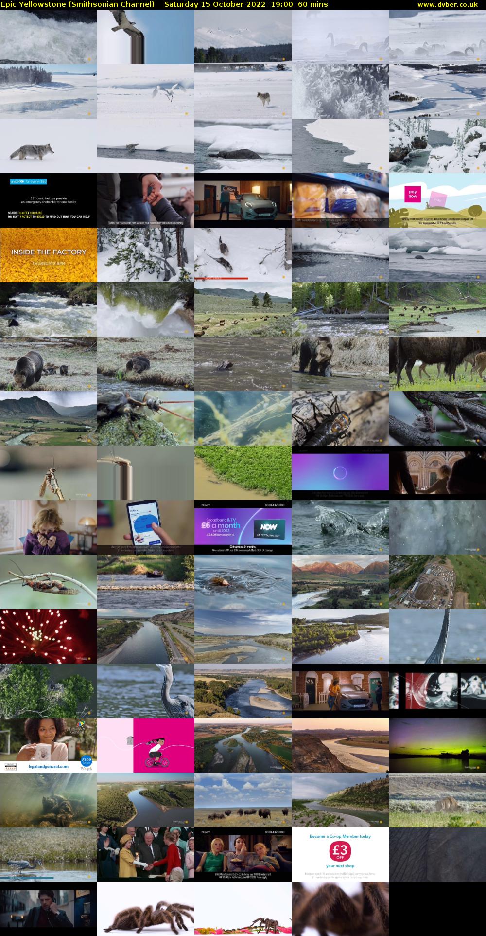 Epic Yellowstone (Smithsonian Channel) Saturday 15 October 2022 19:00 - 20:00