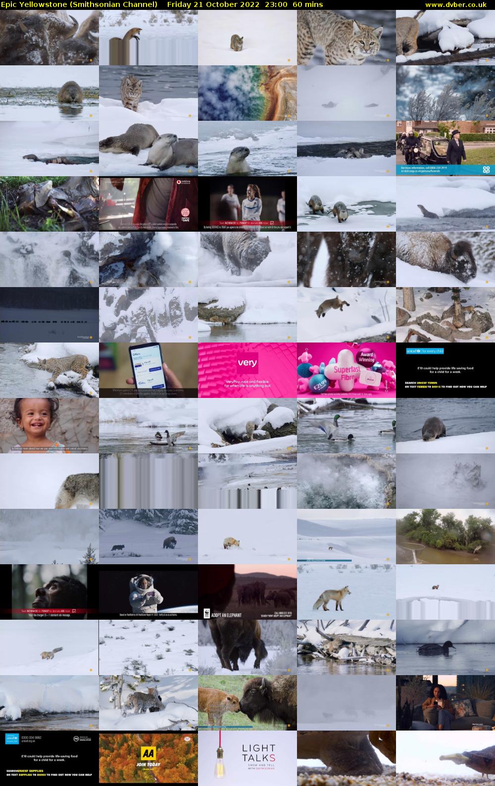 Epic Yellowstone (Smithsonian Channel) Friday 21 October 2022 23:00 - 00:00