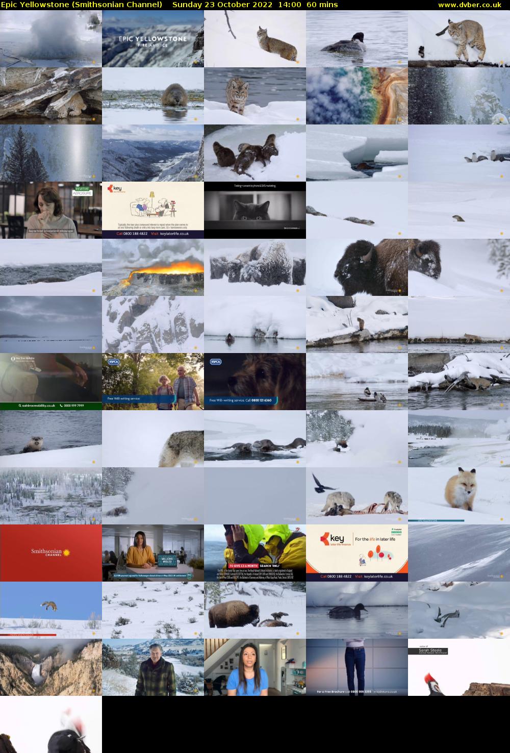 Epic Yellowstone (Smithsonian Channel) Sunday 23 October 2022 14:00 - 15:00