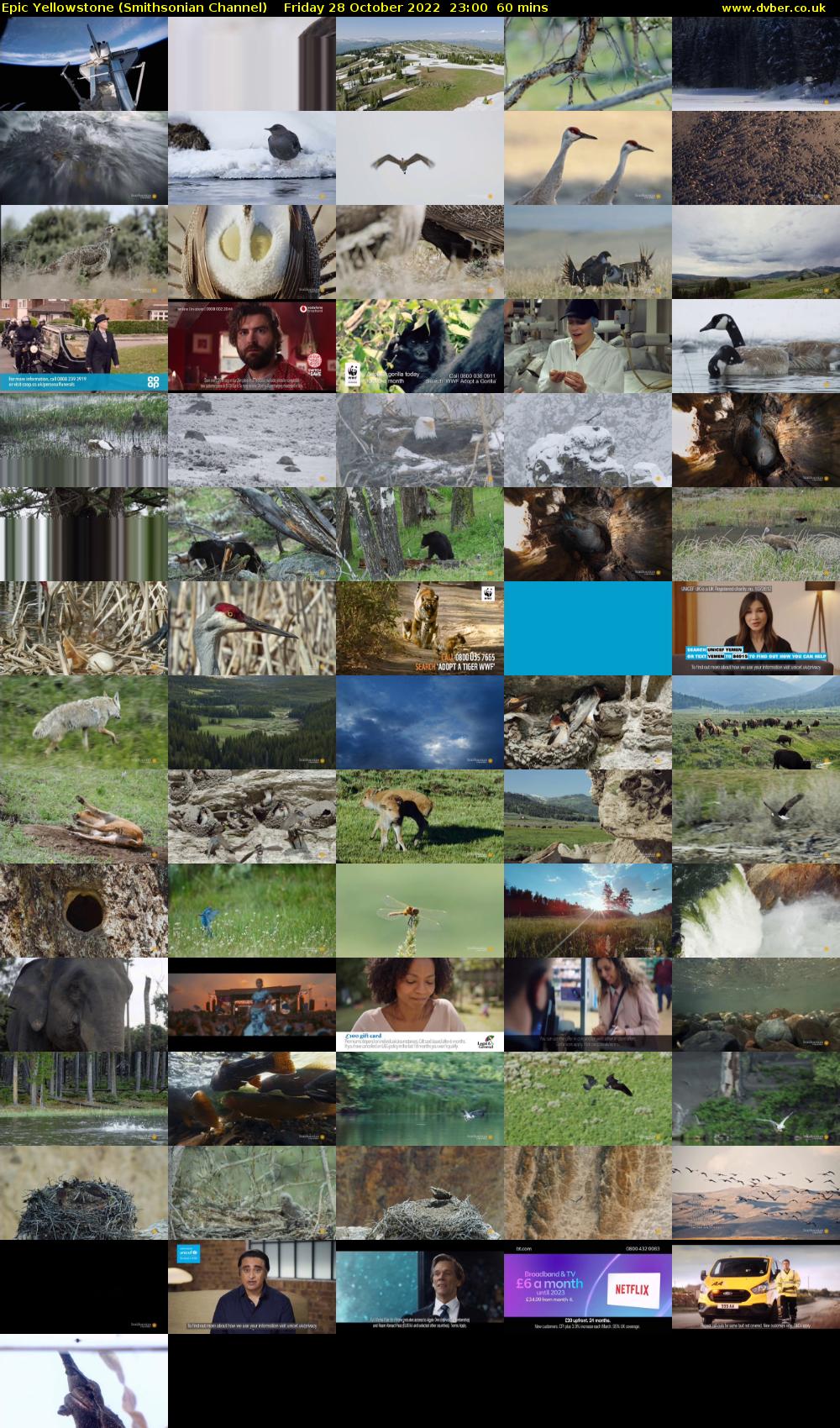 Epic Yellowstone (Smithsonian Channel) Friday 28 October 2022 23:00 - 00:00
