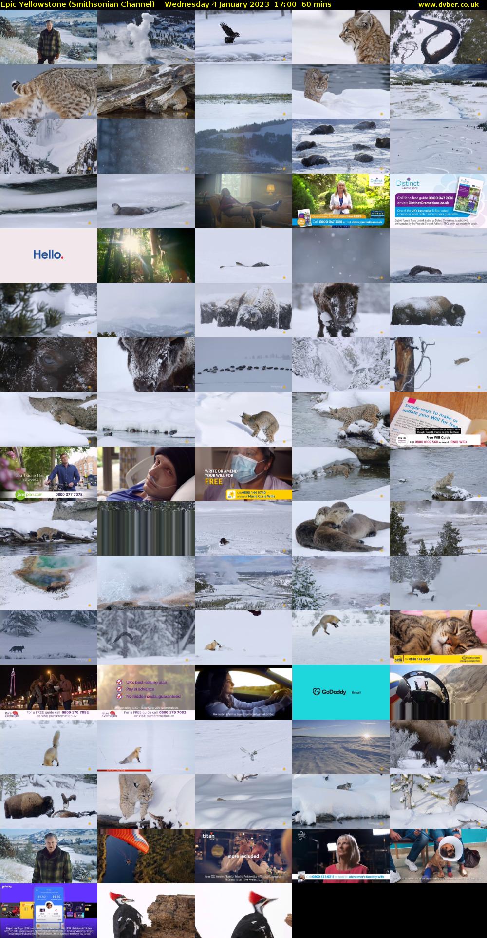 Epic Yellowstone (Smithsonian Channel) Wednesday 4 January 2023 17:00 - 18:00