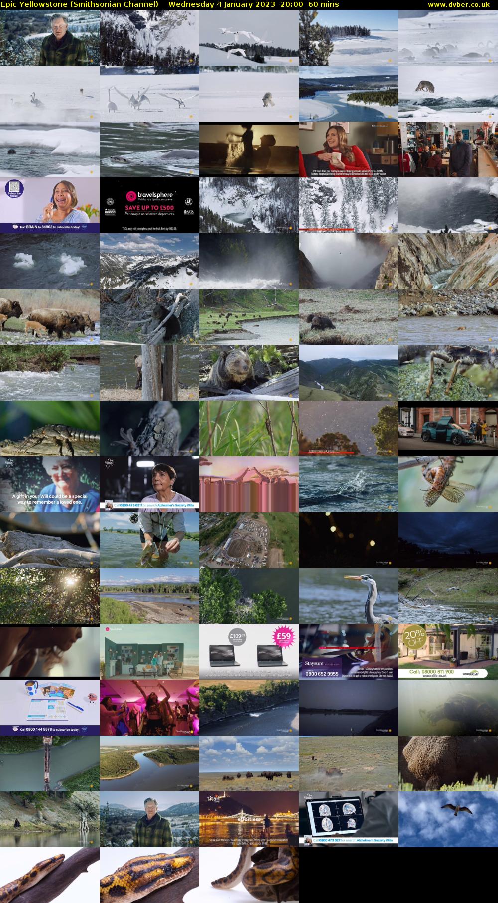 Epic Yellowstone (Smithsonian Channel) Wednesday 4 January 2023 20:00 - 21:00