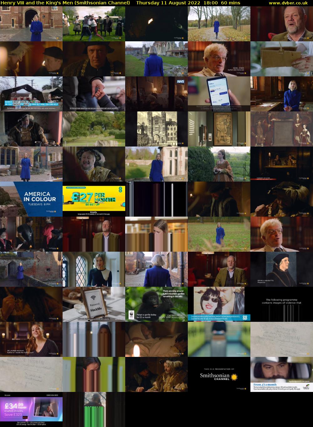Henry VIII and the King's Men (Smithsonian Channel) Thursday 11 August 2022 18:00 - 19:00