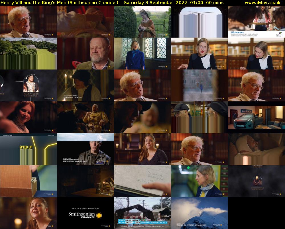 Henry VIII and the King's Men (Smithsonian Channel) Saturday 3 September 2022 01:00 - 02:00