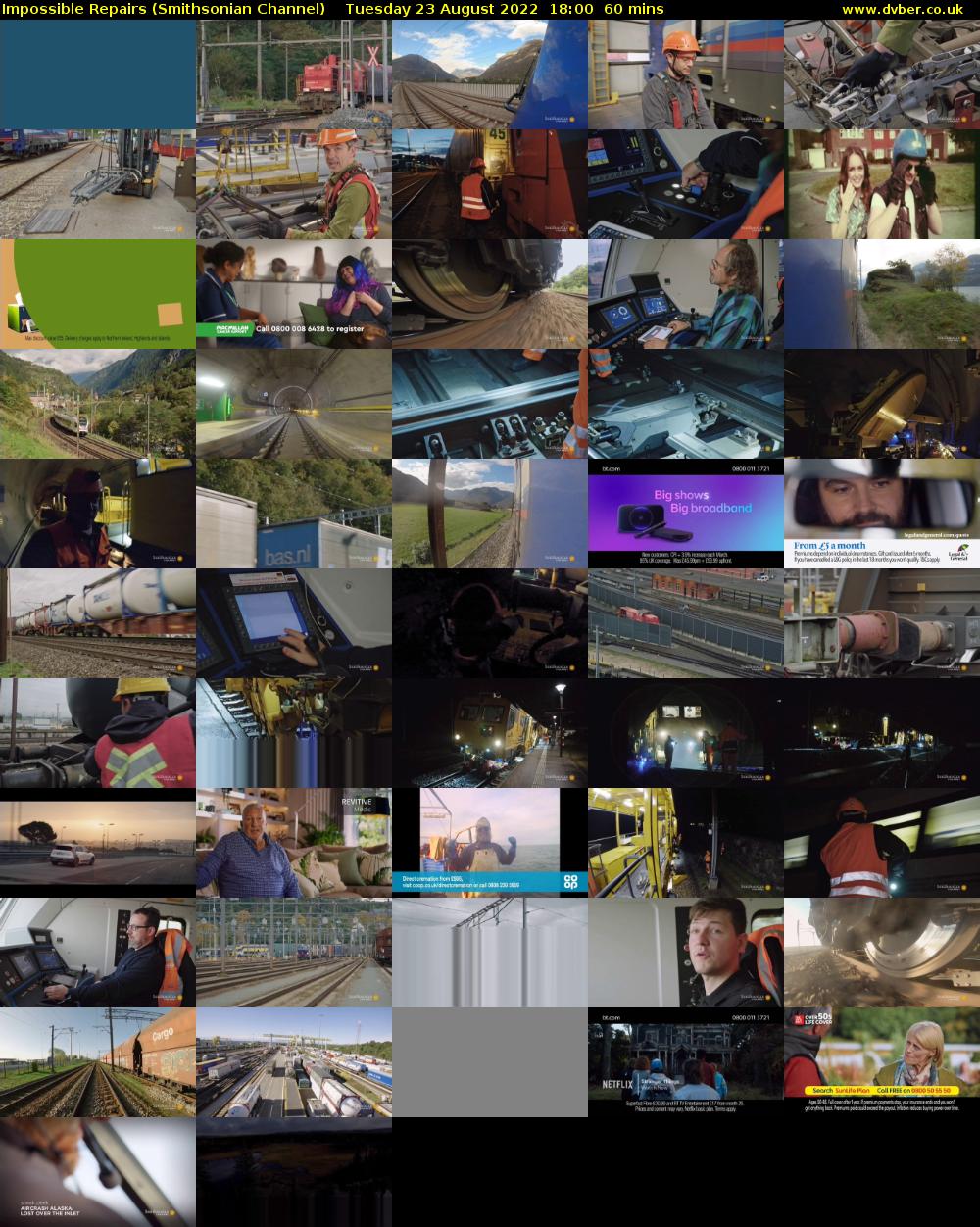 Impossible Repairs (Smithsonian Channel) Tuesday 23 August 2022 18:00 - 19:00