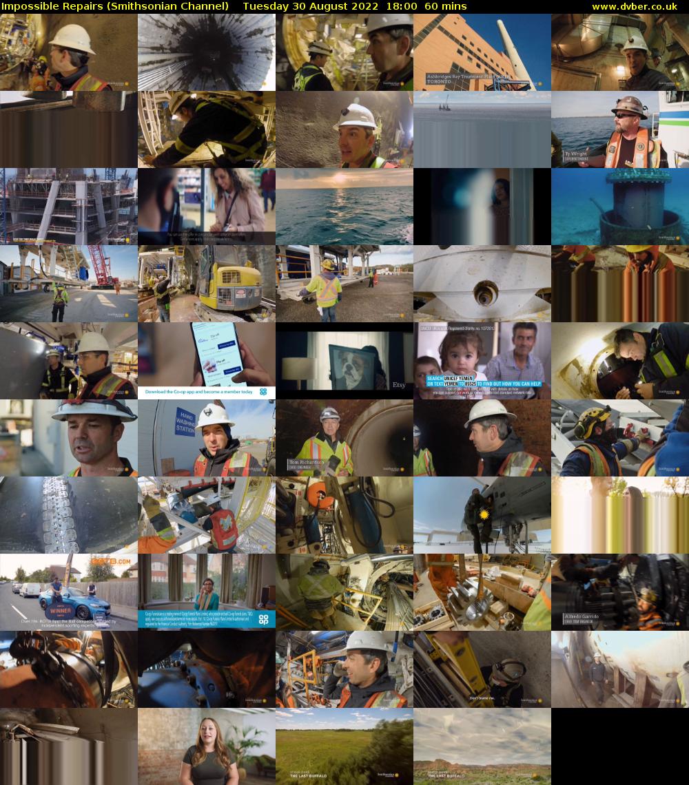 Impossible Repairs (Smithsonian Channel) Tuesday 30 August 2022 18:00 - 19:00