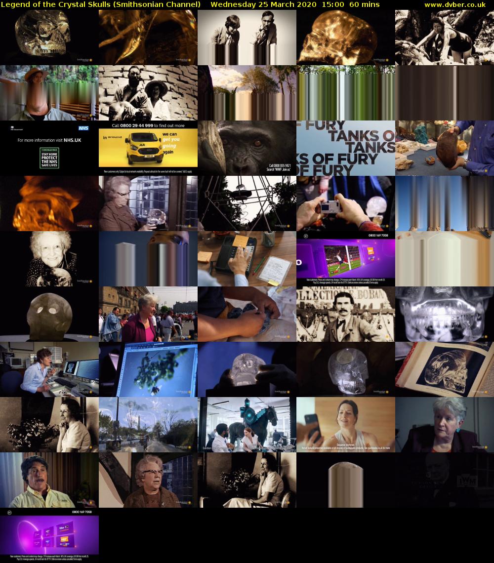 Legend of the Crystal Skulls (Smithsonian Channel) Wednesday 25 March 2020 15:00 - 16:00