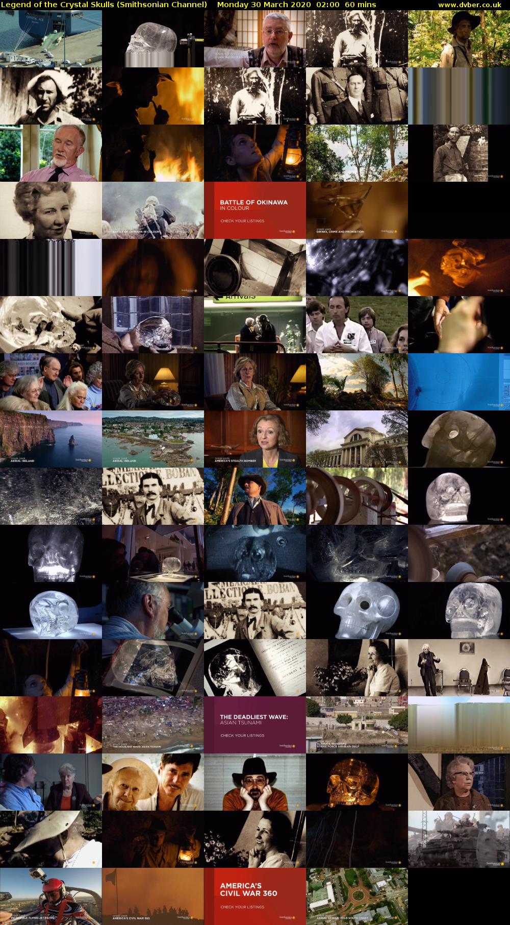 Legend of the Crystal Skulls (Smithsonian Channel) Monday 30 March 2020 02:00 - 03:00