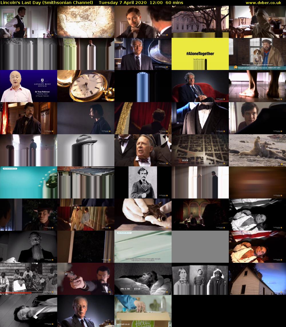 Lincoln's Last Day (Smithsonian Channel) Tuesday 7 April 2020 12:00 - 13:00