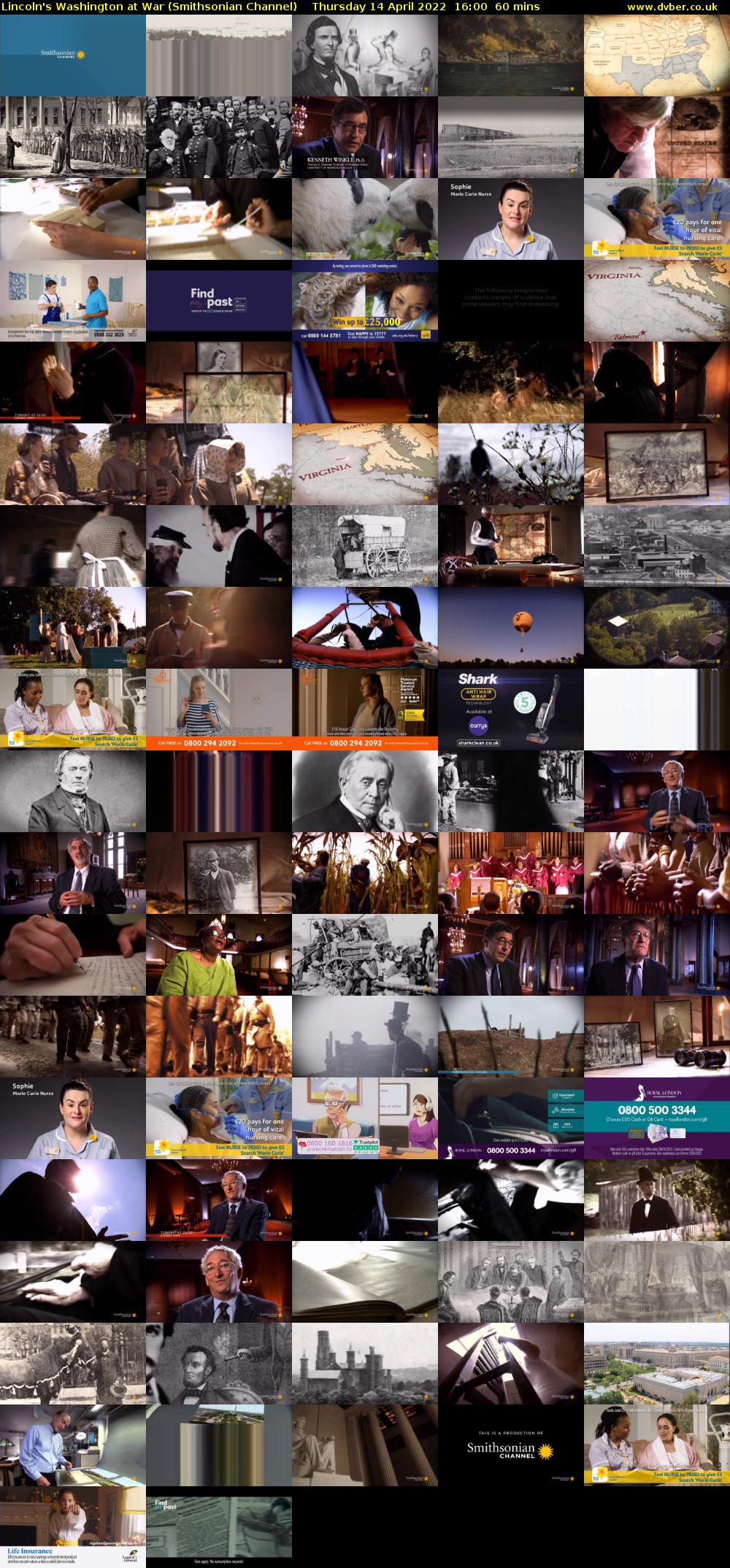 Lincoln's Washington at War (Smithsonian Channel) Thursday 14 April 2022 16:00 - 17:00