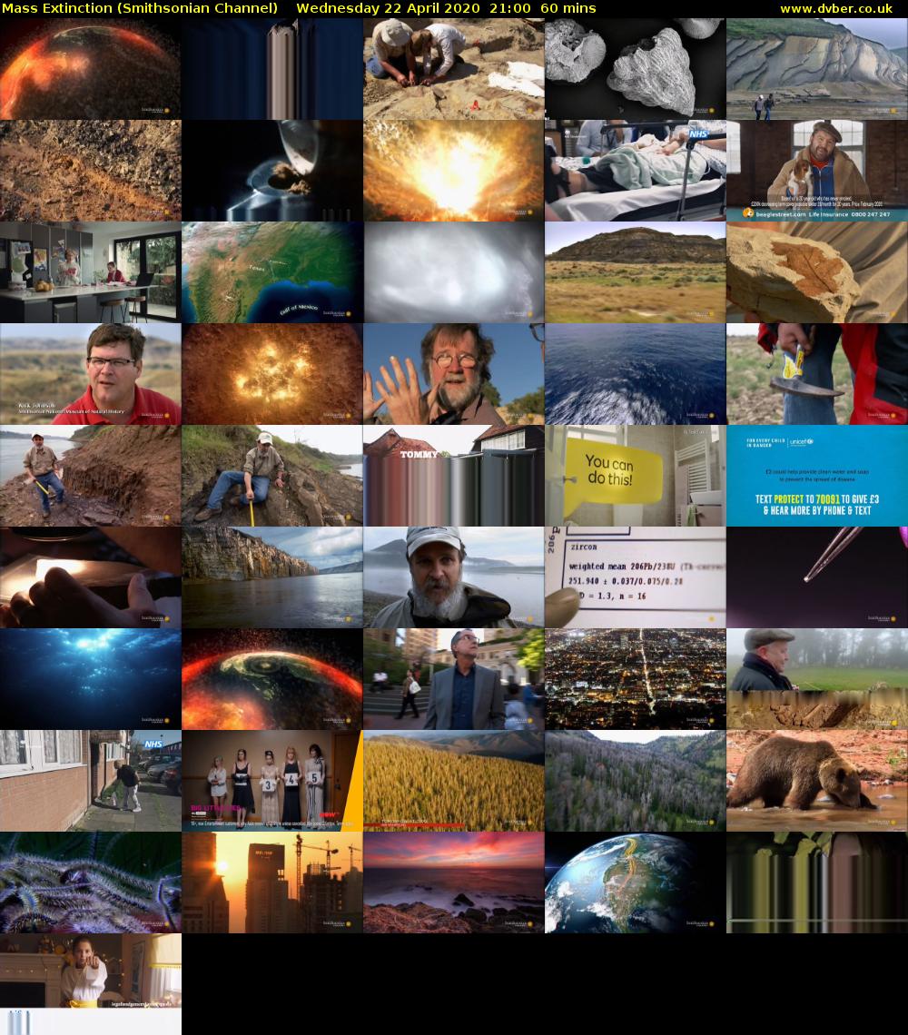 Mass Extinction (Smithsonian Channel) Wednesday 22 April 2020 21:00 - 22:00
