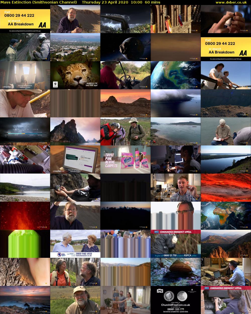 Mass Extinction (Smithsonian Channel) Thursday 23 April 2020 10:00 - 11:00