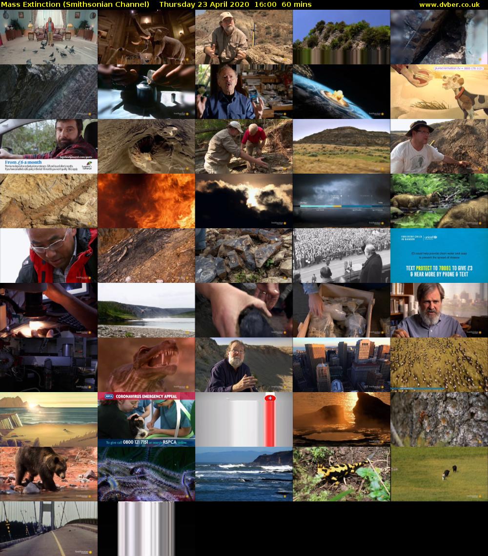 Mass Extinction (Smithsonian Channel) Thursday 23 April 2020 16:00 - 17:00