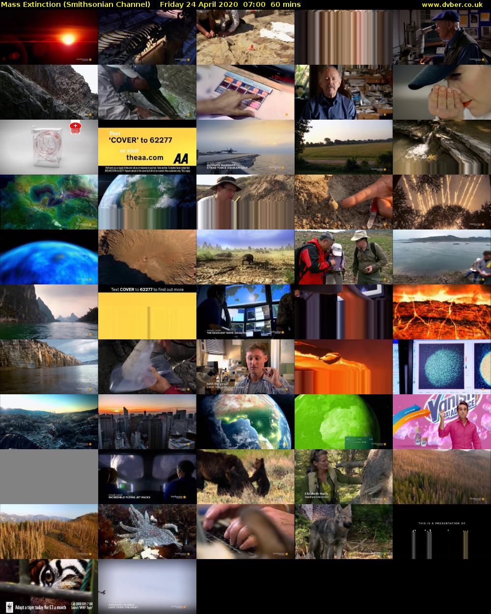 Mass Extinction (Smithsonian Channel) Friday 24 April 2020 07:00 - 08:00