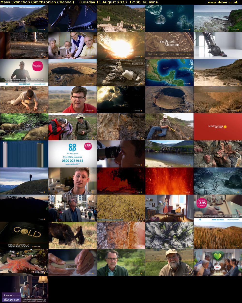 Mass Extinction (Smithsonian Channel) Tuesday 11 August 2020 12:00 - 13:00