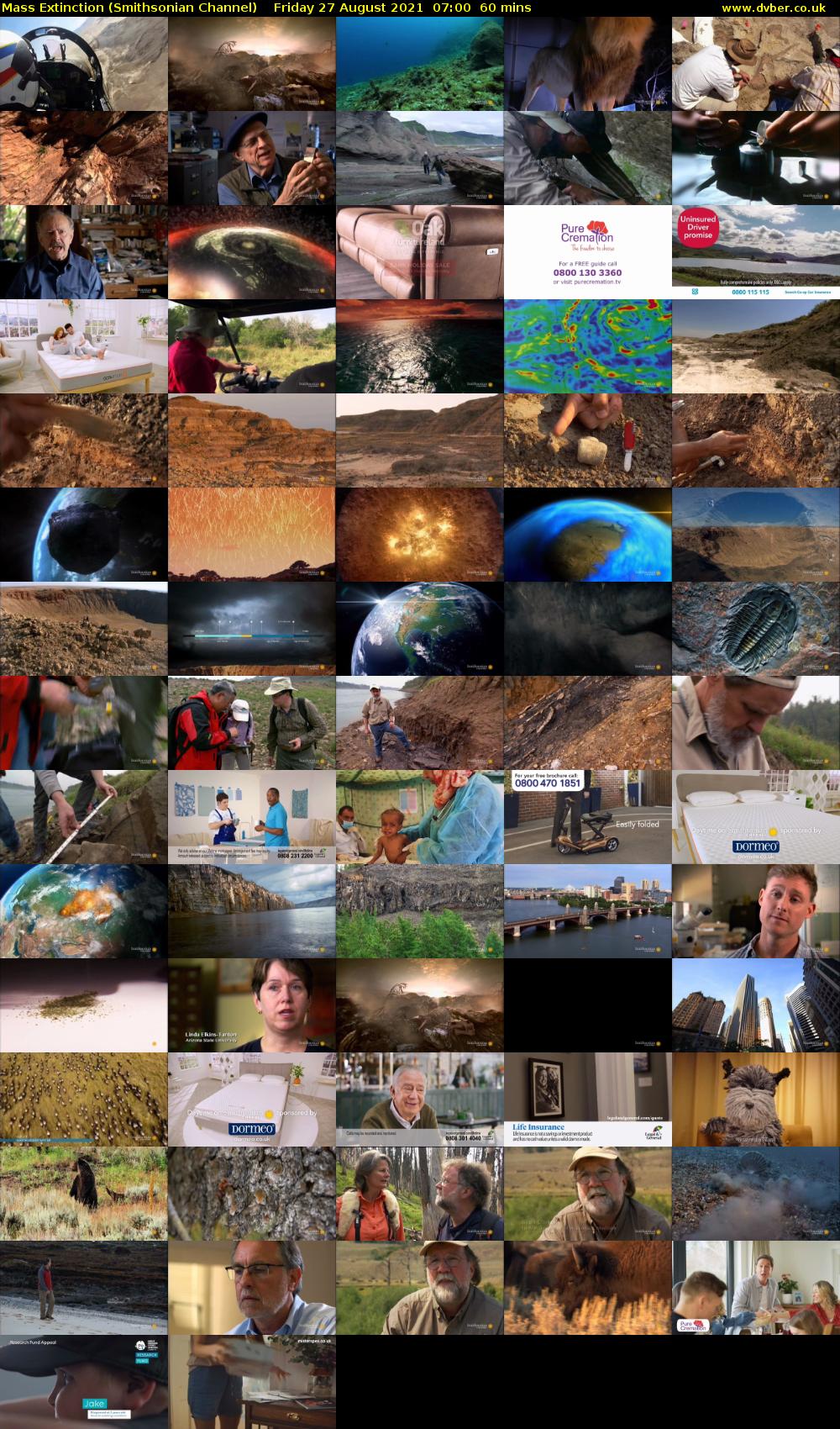 Mass Extinction (Smithsonian Channel) Friday 27 August 2021 08:00 - 09:00