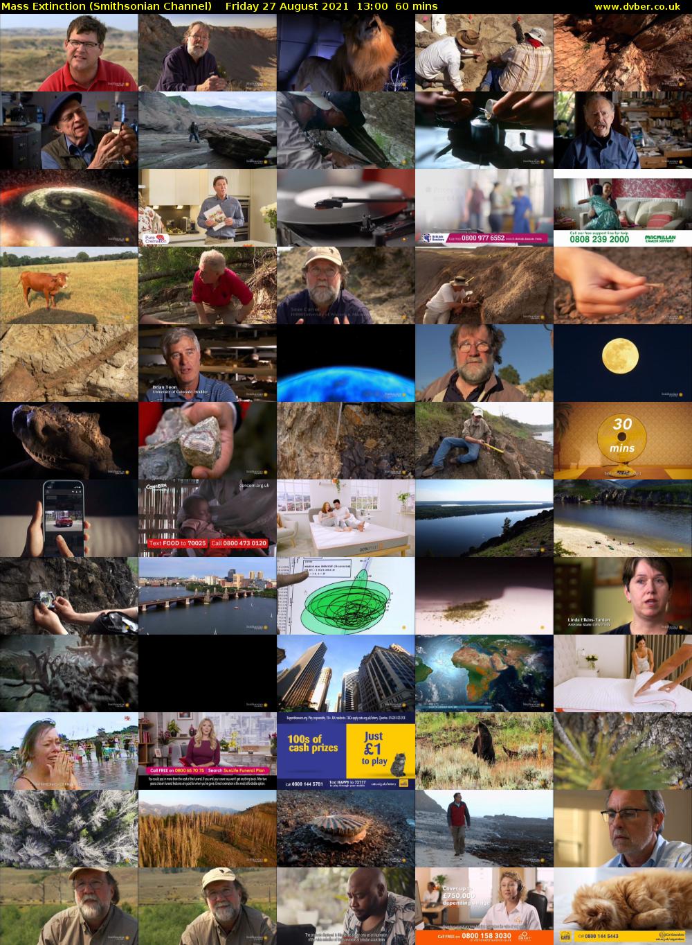 Mass Extinction (Smithsonian Channel) Friday 27 August 2021 14:00 - 15:00