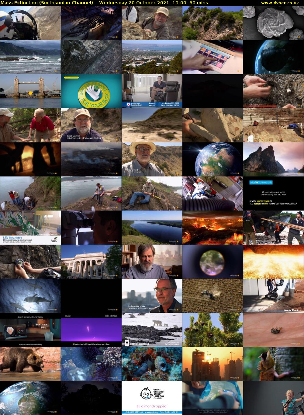 Mass Extinction (Smithsonian Channel) Wednesday 20 October 2021 19:00 - 20:00