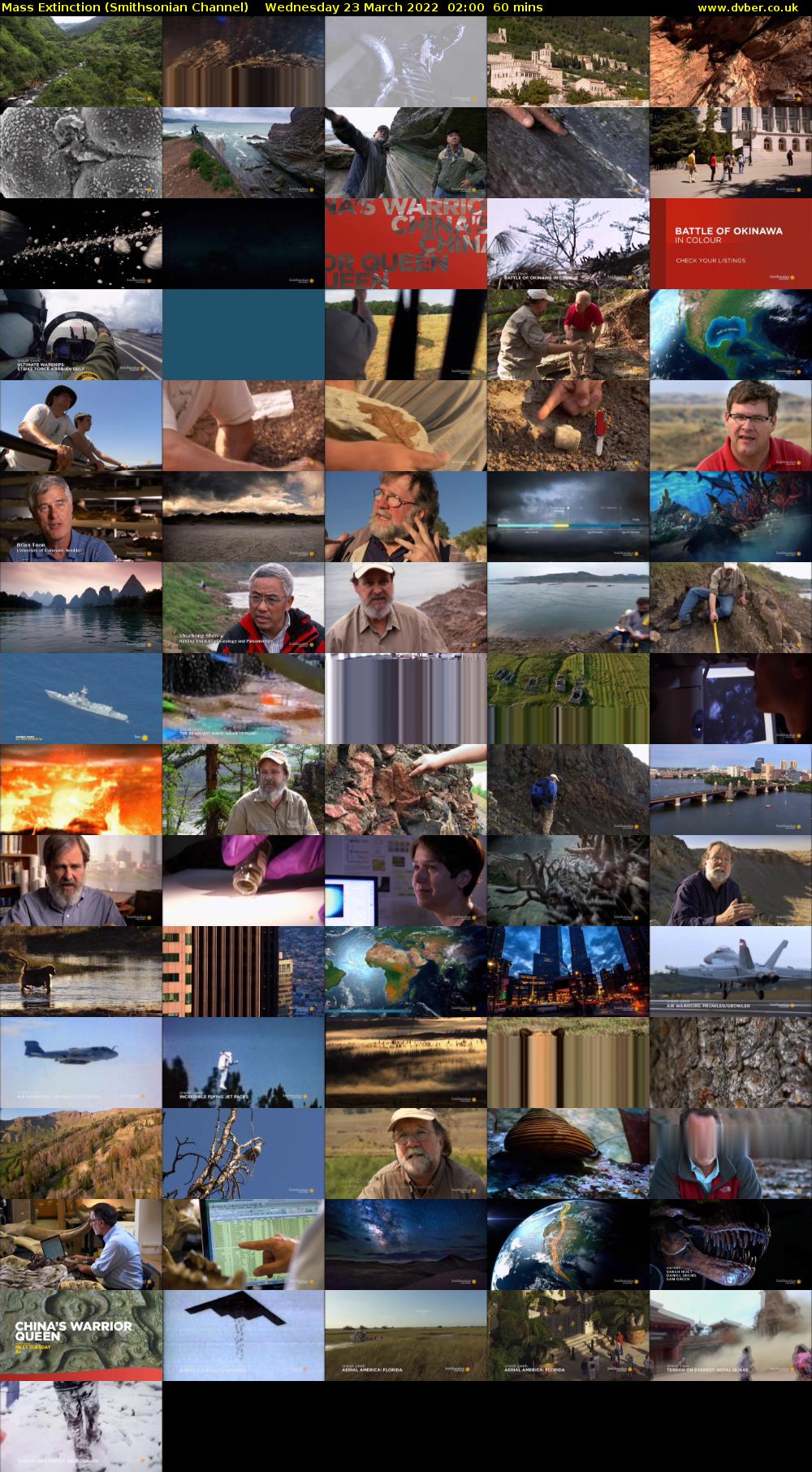 Mass Extinction (Smithsonian Channel) Wednesday 23 March 2022 02:00 - 03:00