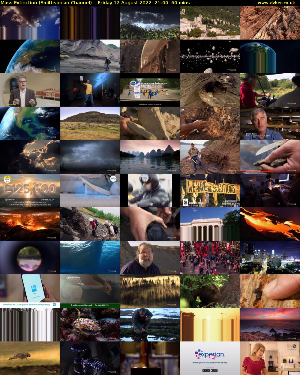Mass Extinction (Smithsonian Channel) Friday 12 August 2022 21:00 - 22:00