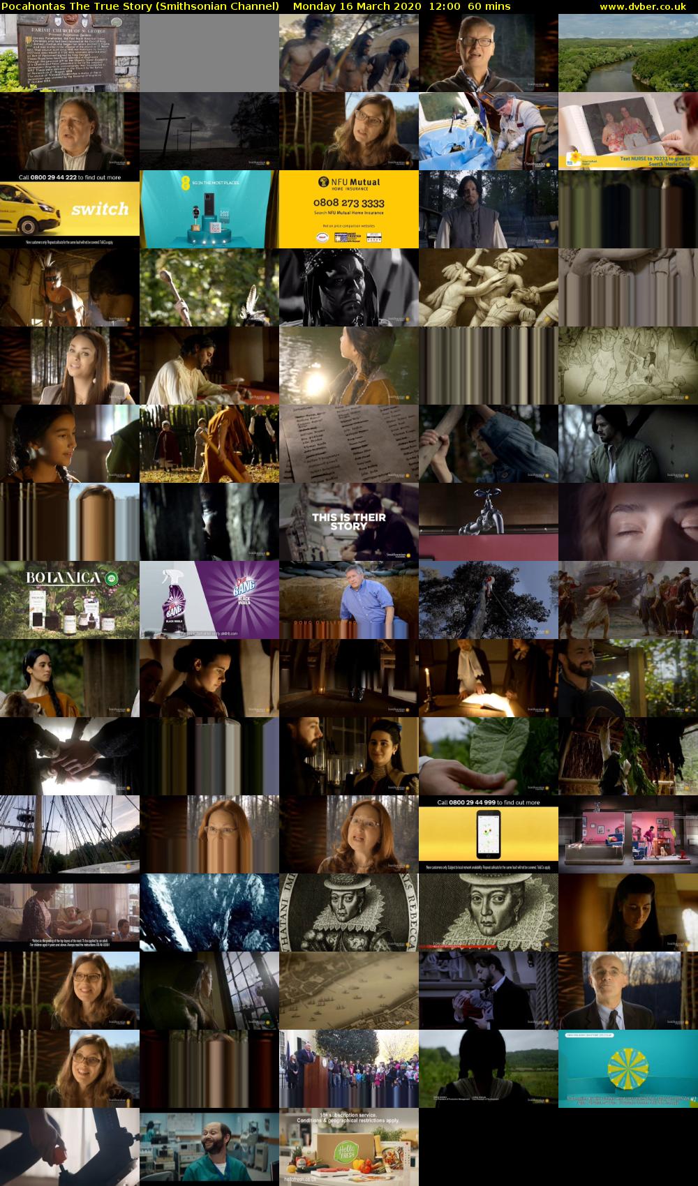 Pocahontas The True Story (Smithsonian Channel) Monday 16 March 2020 12:00 - 13:00