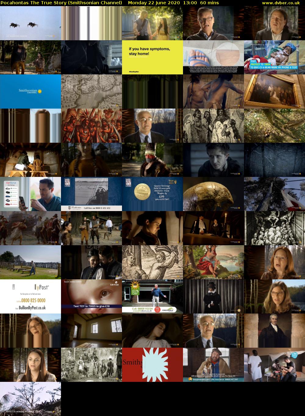 Pocahontas The True Story (Smithsonian Channel) Monday 22 June 2020 13:00 - 14:00