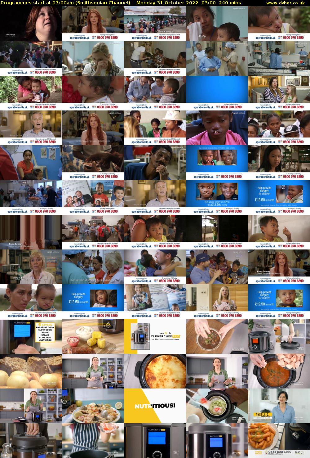 Programmes start at 07:00am (Smithsonian Channel) Monday 31 October 2022 03:00 - 07:00